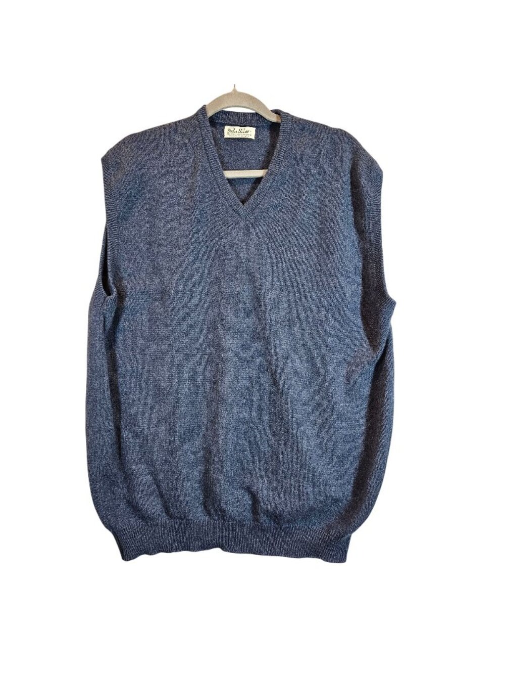 Peter Scott V Neck Made In Scotland blue Wool Pullover Sweater Vest Men XL
